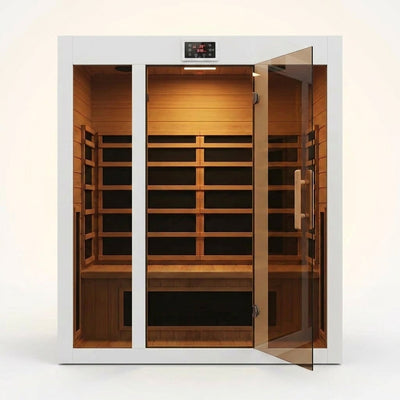 Home Infrared Sauna Designed for Daily Wellness, 2 Person Capacity, 6 Carbon Heaters, Low EMF Hemlock Wood