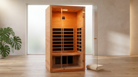 1 Person Extendable FAR Infrared Sauna for Home, Hemlock Wood Low EMF 6 Carbon Heaters Indoor Saunas with LED Lights, Bluetooth Speaker, Digital Control Panel, and Seating Bench — Lifestyle