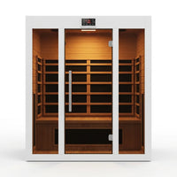 2 Person Extendable FAR Infrared Sauna for Home, Hemlock Wood Low EMF 6 Carbon Heaters Indoor Saunas with LED Lights, Bluetooth Speaker, Digital Control Panel, and Seating Bench — Studio Shot