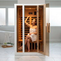 2 Person Extendable FAR Infrared Sauna for Home, Hemlock Wood Low EMF 6 Carbon Heaters Indoor Saunas with LED Lights, Bluetooth Speaker, Digital Control Panel, and Seating Bench — Lifestyle