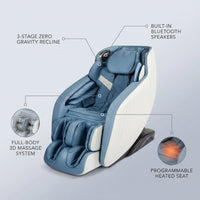 Blue Faux Leather Zero Gravity Recliner 3D Programmable Massage Chair — infographic