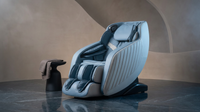 Blue Faux Leather Zero Gravity Recliner 3D Programmable Massage Chair — Lifestyle