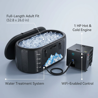 Cold Plunge Tub, 248 Gallon, 1 Horsepower, Heavy-Duty Ice Bath Tub for Athletes with Hot & Cold, Portable Inflatable Plunge Chiller with Water Treatment Kit, Immersion Therapy, Wifi (Black, 1 Set) — infographic